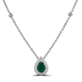 Ladies Diamond & Emerald Pendant Necklace