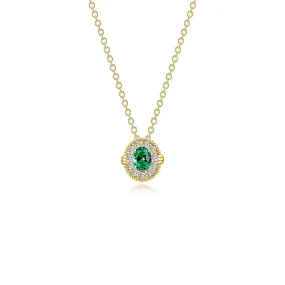 Lafonn Simulated Diamond & Emerald Halo Necklace N0320CEG20