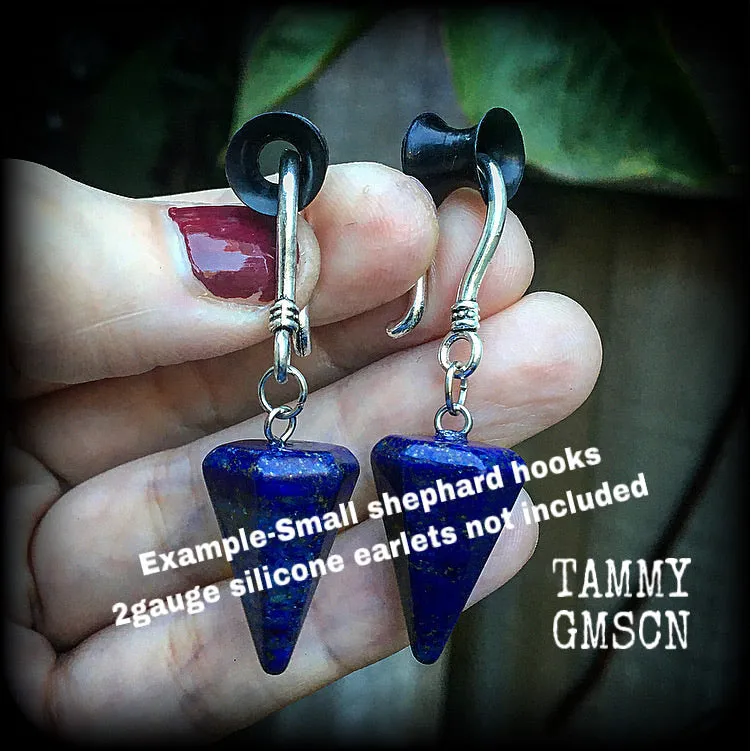 Lapis Lazuli earrings-Gemstone tunnel dangles