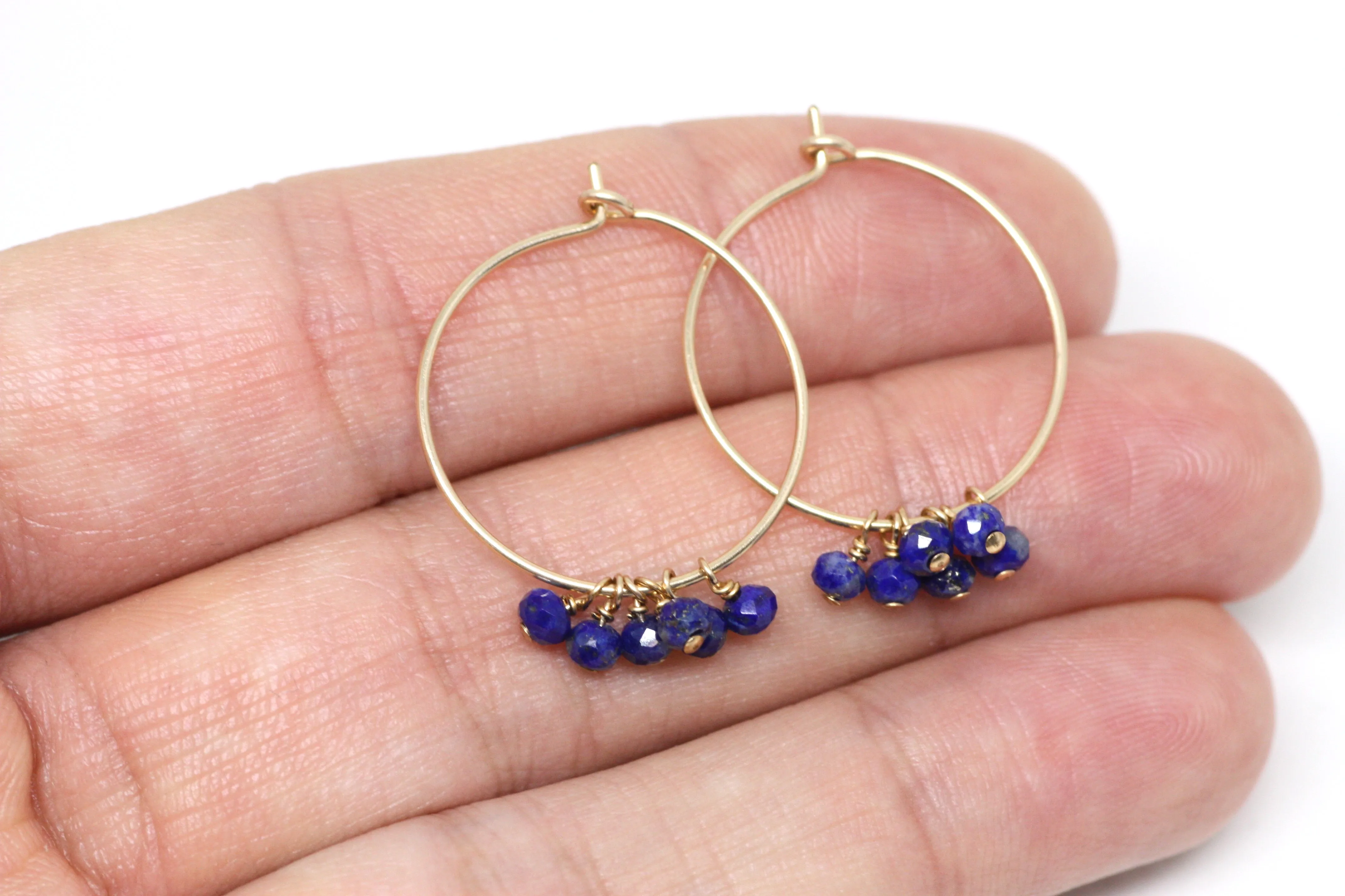 Lapis Lazuli Hoop Earrings in Gold