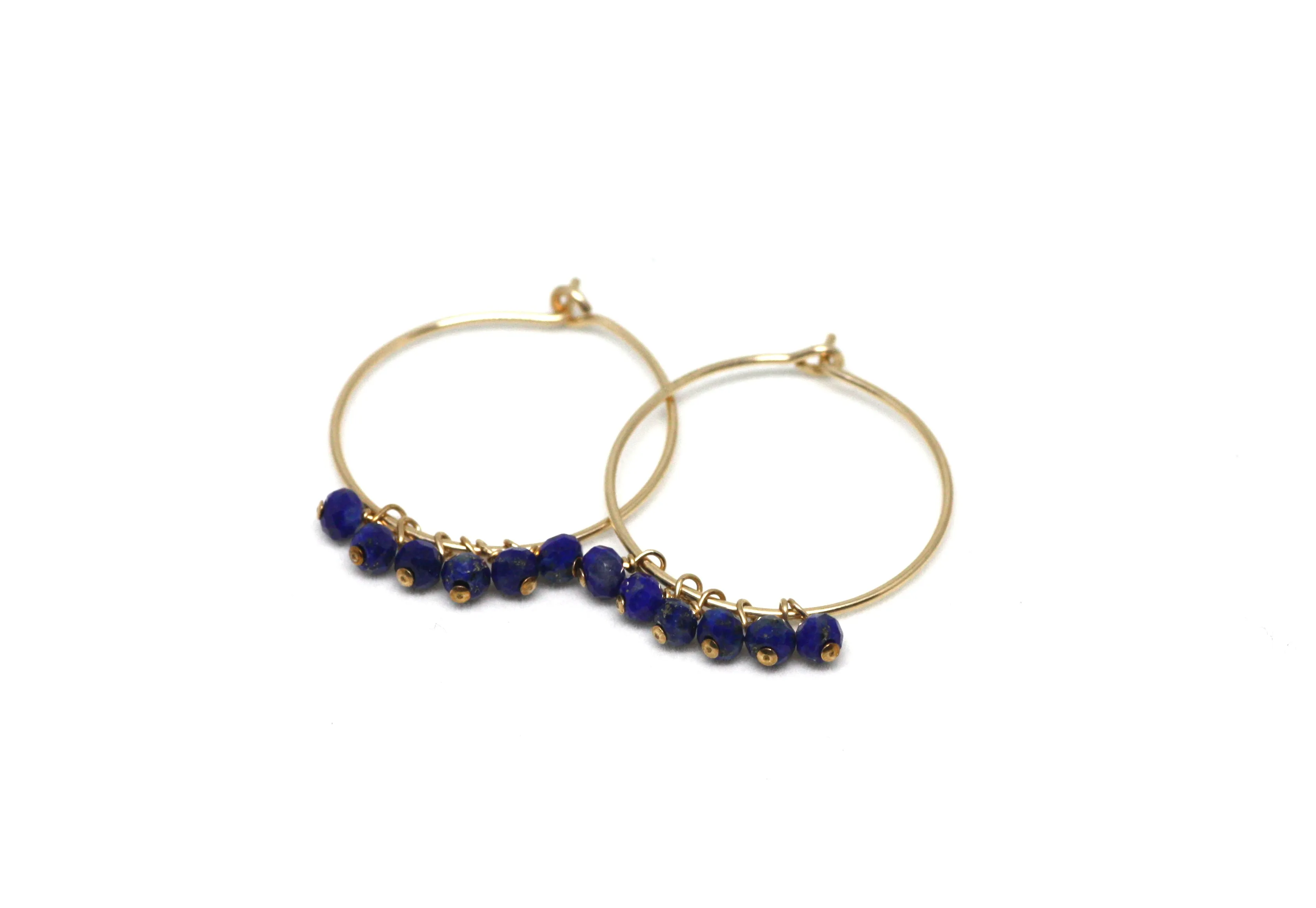 Lapis Lazuli Hoop Earrings in Gold