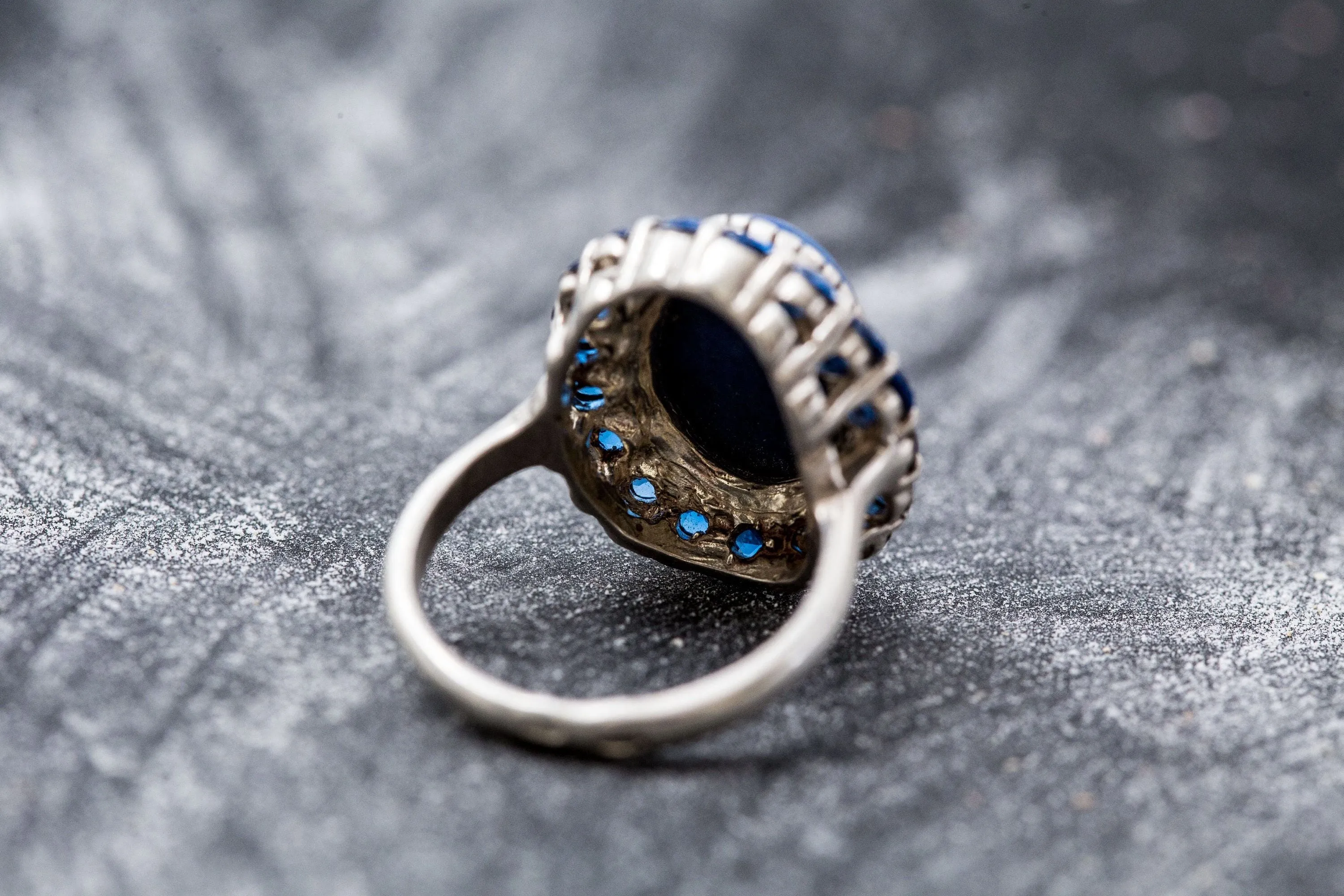 Lapis Lazuli Ring - Large Victorian Ring - Blue Statement ring