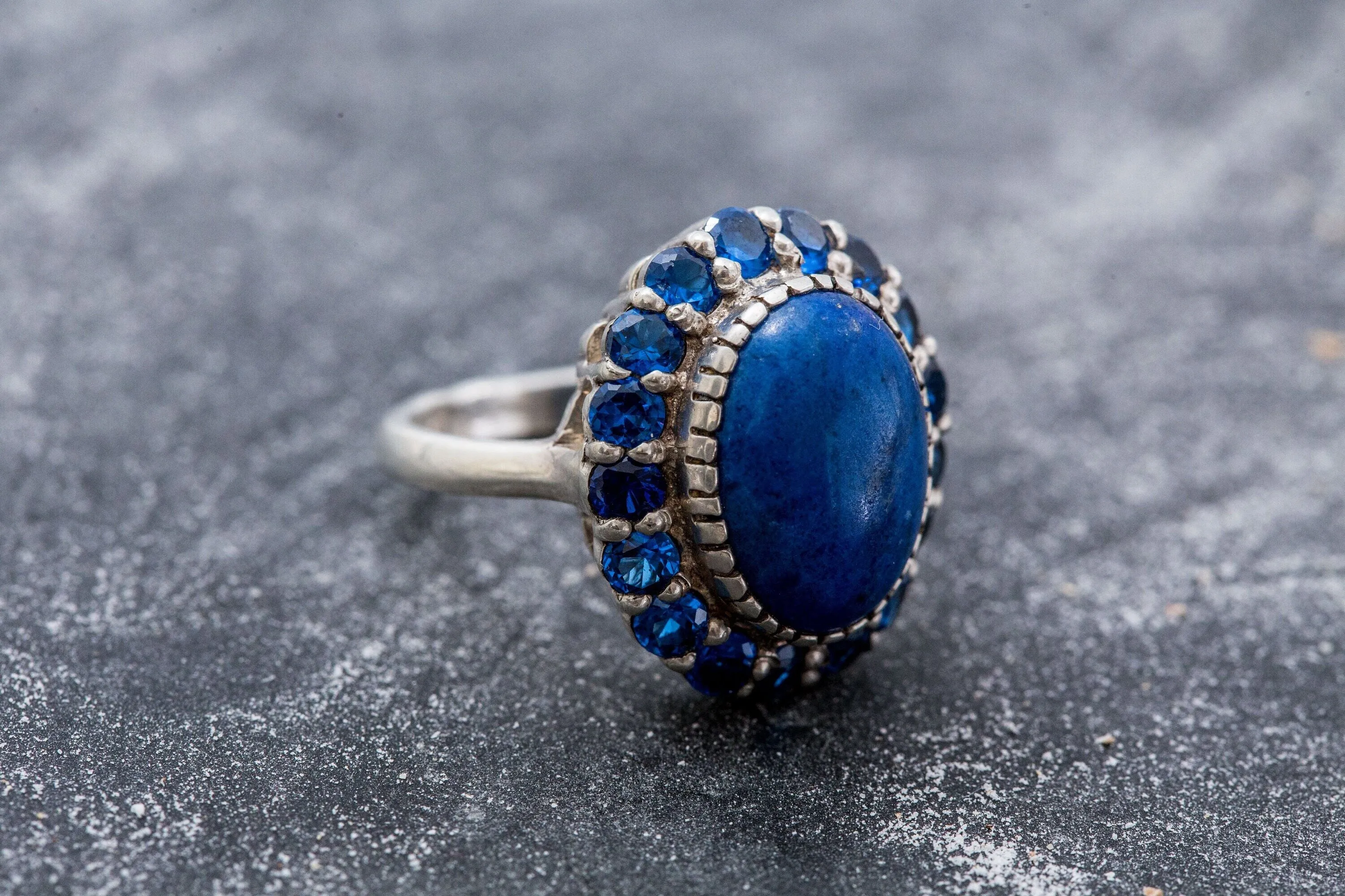 Lapis Lazuli Ring - Large Victorian Ring - Blue Statement ring