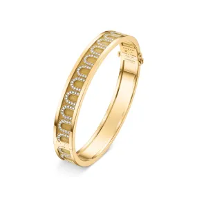 L'Arc de DAVIDOR Bangle MM, 18k Yellow Gold with Satin Finish and Arcade Diamonds