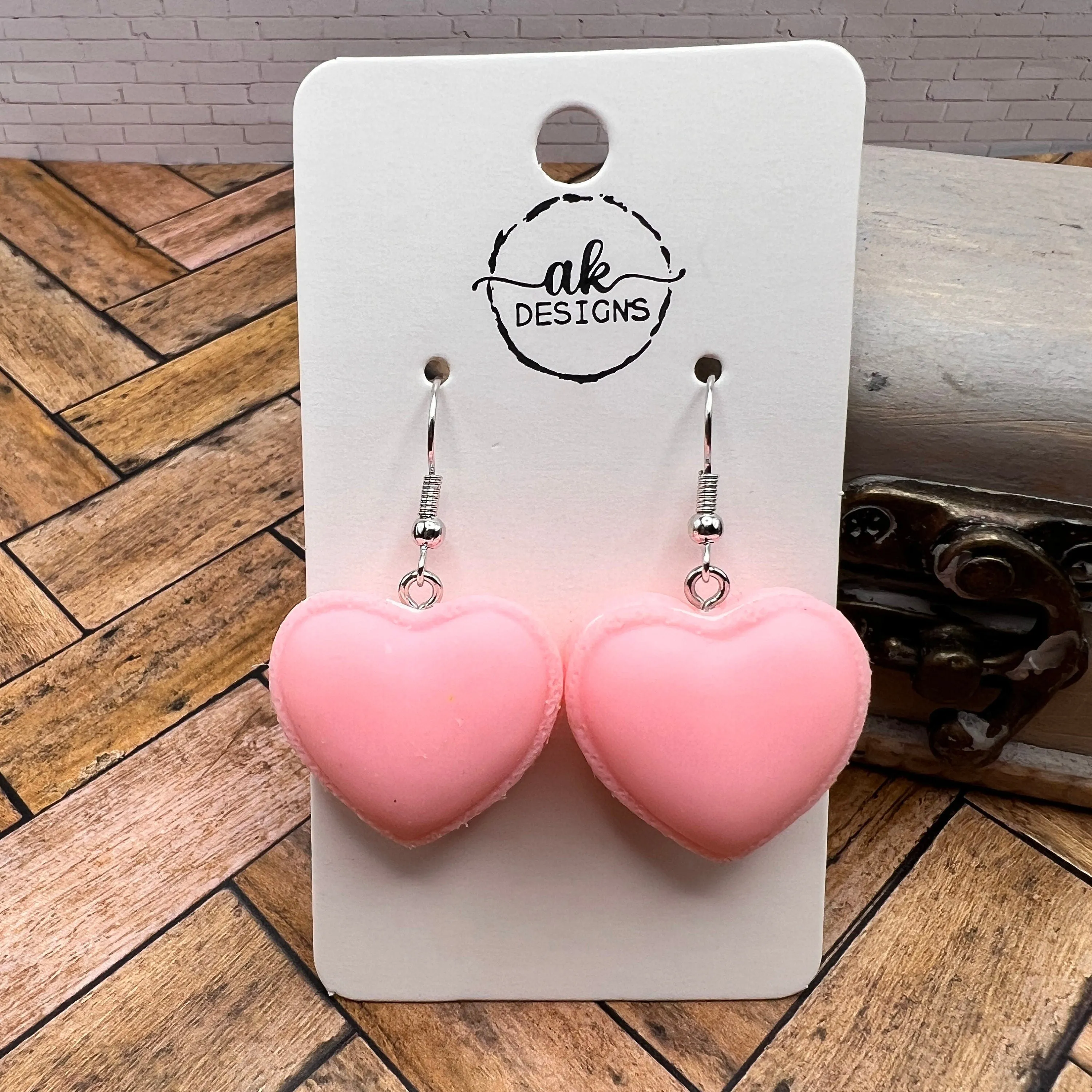 Large Heart Shaped Macaron Resin Cartoon Kawaii Style Cookie Earrings - Clearance