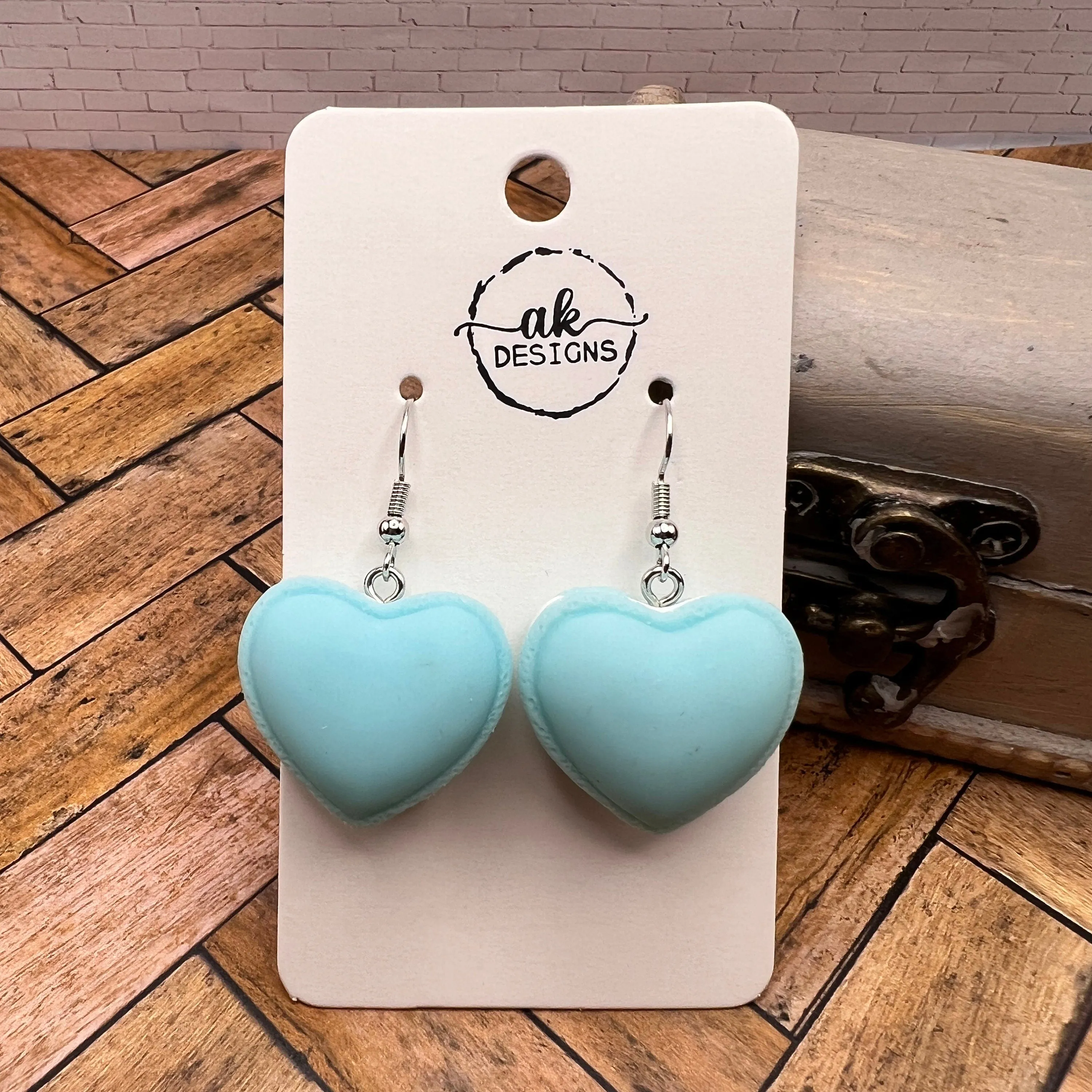 Large Heart Shaped Macaron Resin Cartoon Kawaii Style Cookie Earrings - Clearance