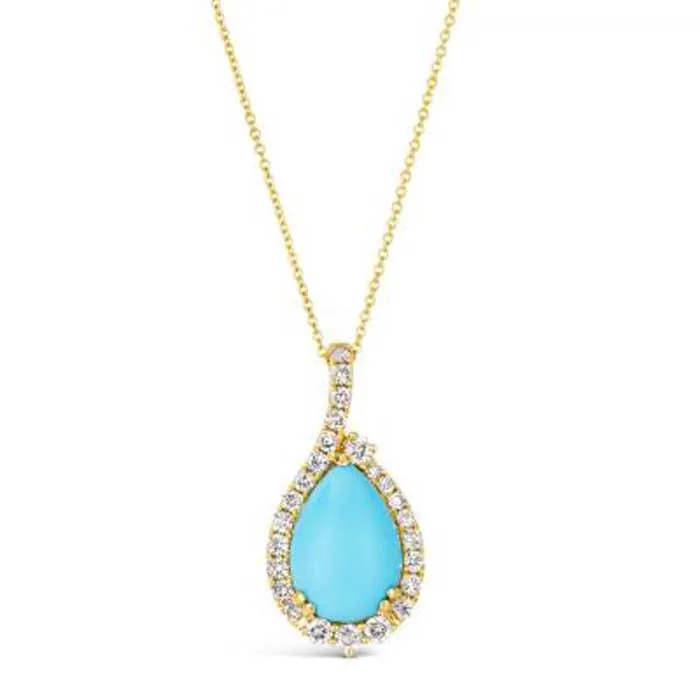 Le Vian Pendant featuring Robins Egg Blue Turquoise with Nude Diamonds in 14K Honey Gold