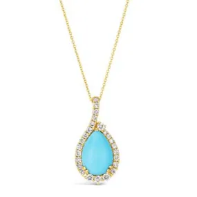 Le Vian Pendant featuring Robins Egg Blue Turquoise with Nude Diamonds in 14K Honey Gold