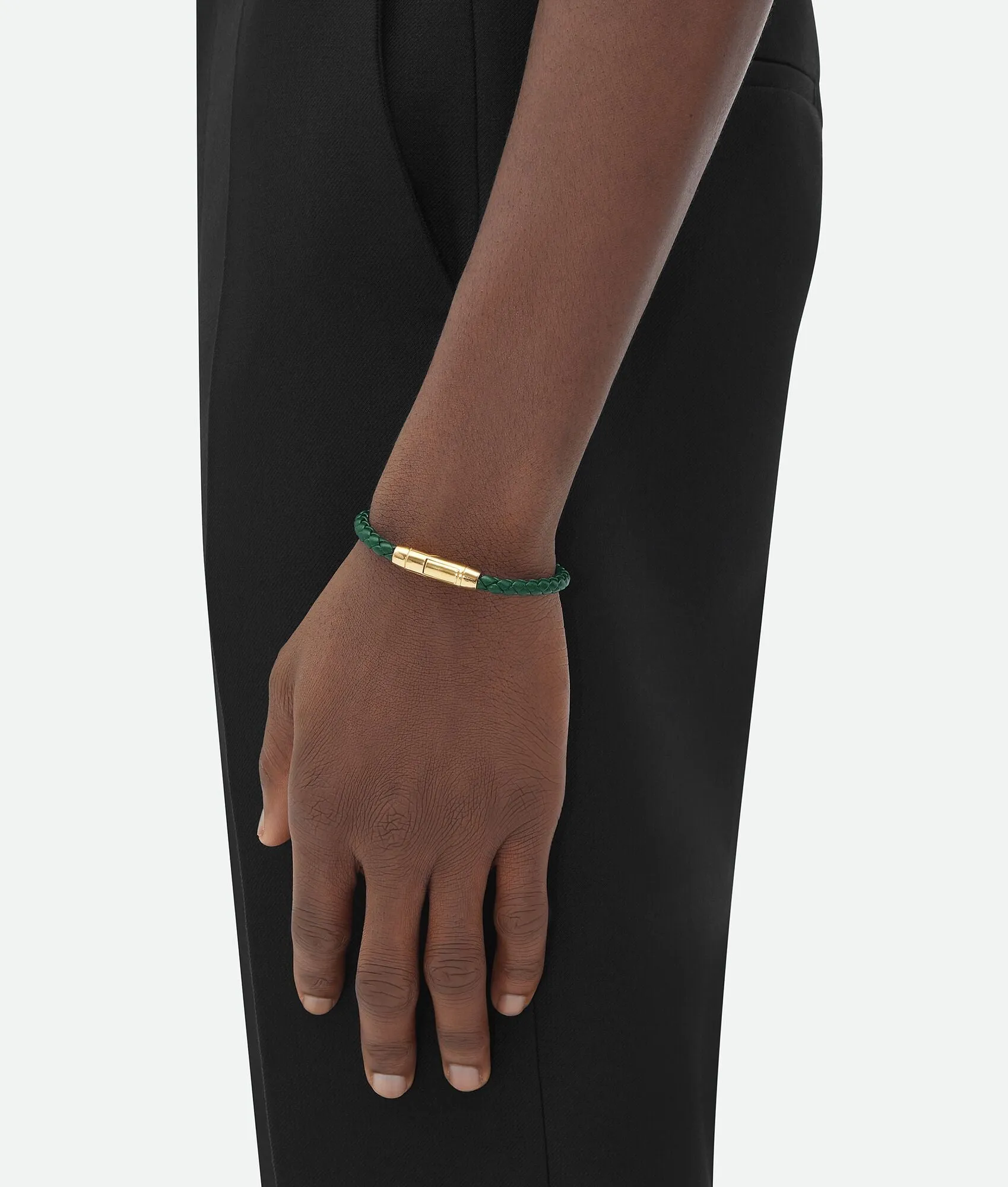 Leather Woven Bracelet, Emerald