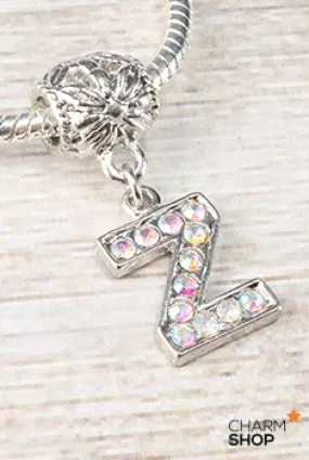 Letter Z Rhinestone Bead Charm