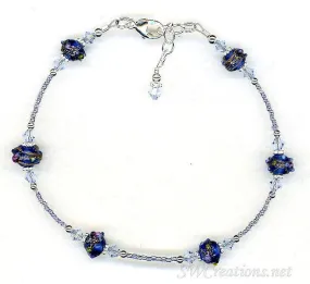 Light Sapphire Cobalt Beaded Anklet