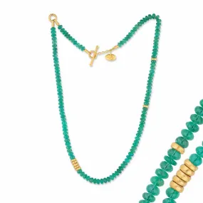 Lika Behar Sarah Emerald Bead Necklace in 24K and 22K Yellow Gold