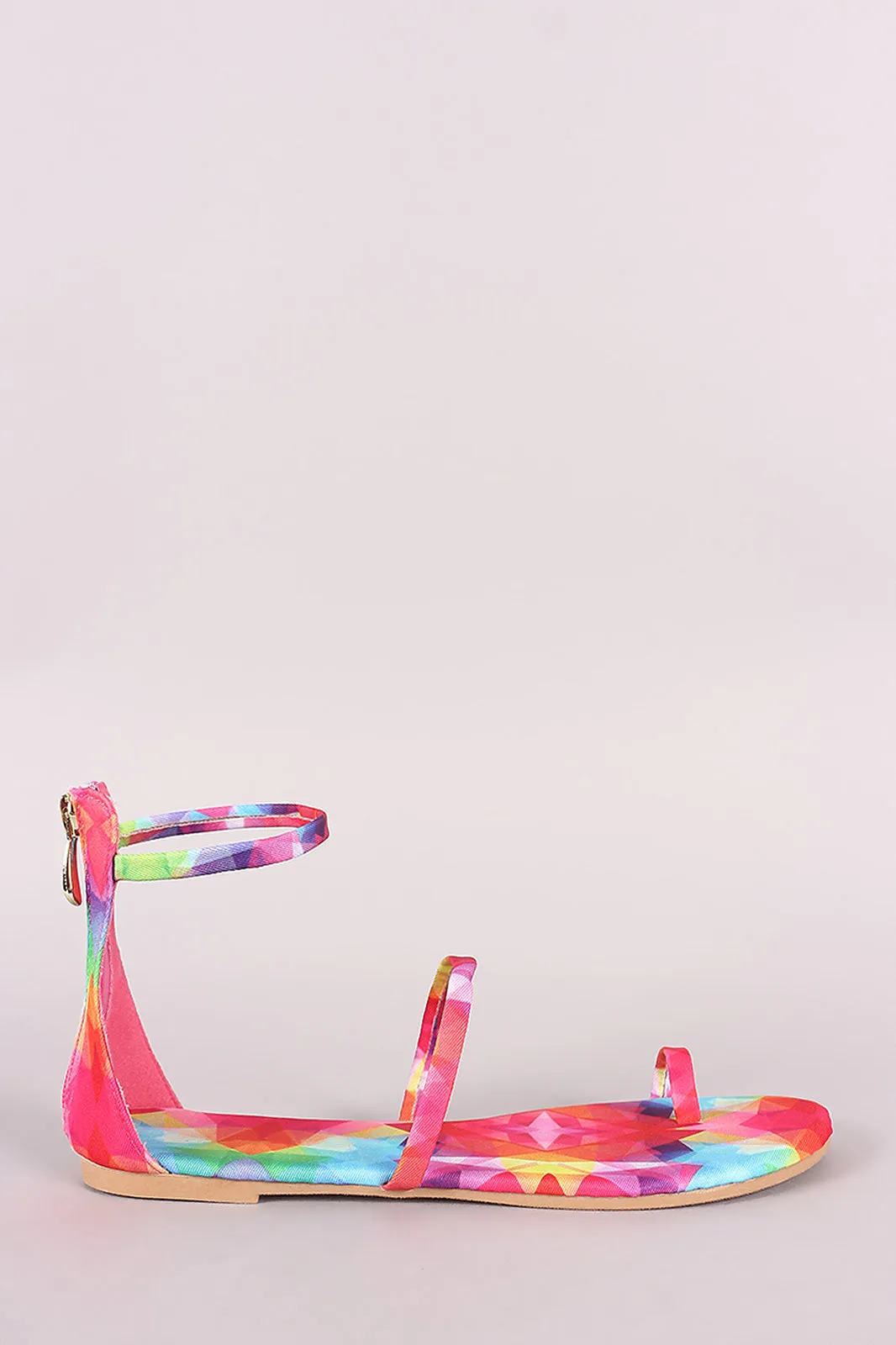 Liliana Kaleidoscope Print Toe Ring Flat Sandal