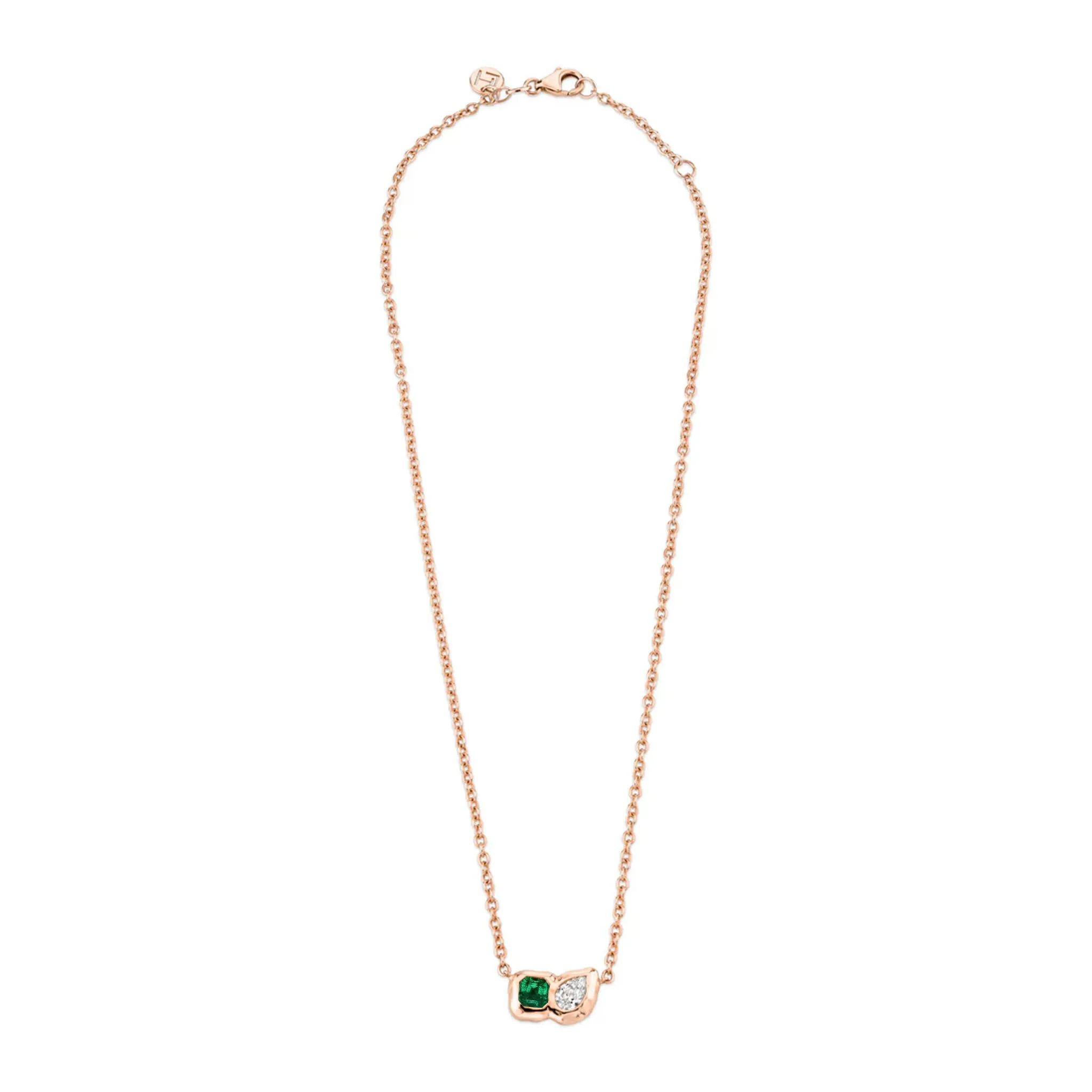 Lover's Duet River Emerald & Diamond Necklace