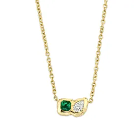 Lover's Duet River Emerald & Diamond Necklace