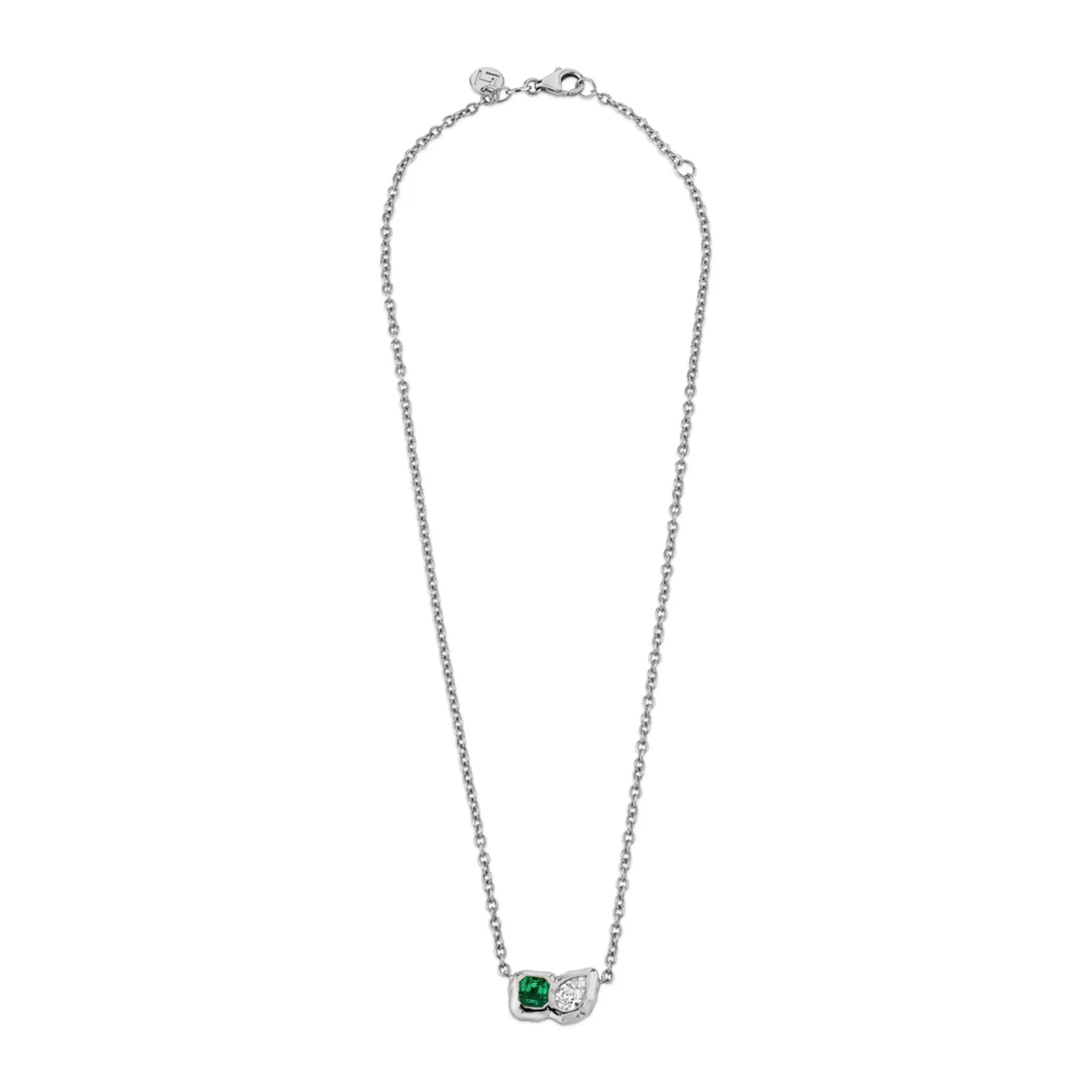 Lover's Duet River Emerald & Diamond Necklace