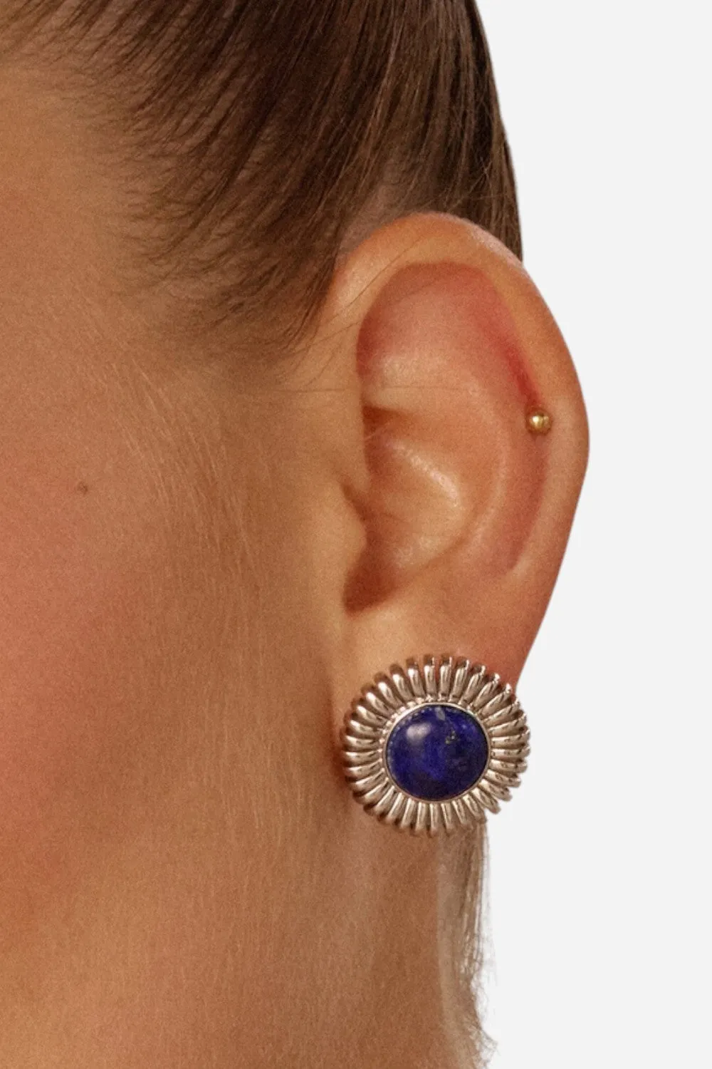 LUV AJ Lapis Spirale Studs in Silver