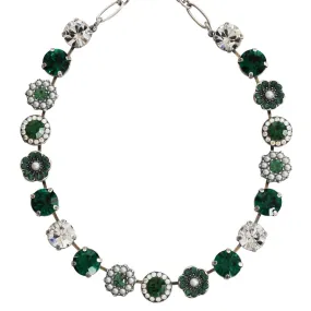 Mariana "Green with Envy" Silver Plated Lovable Rosette Crystal Necklace, 3084 3001