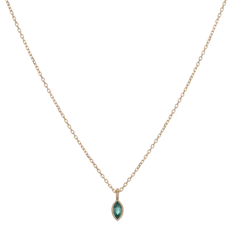 Marquise Emerald Wisp Necklace (ready to ship option)*