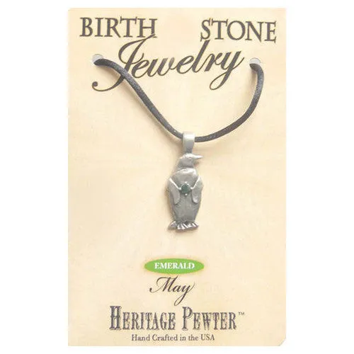 May Penguin Birthstone Pendant (Emerald)