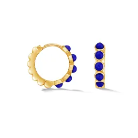 Medium Azure Lapis Huggie Hoops