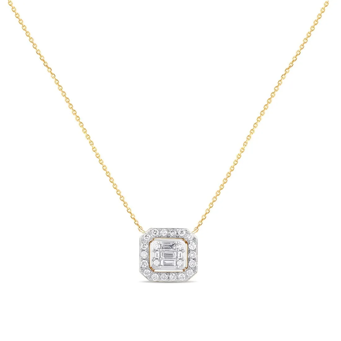 Meera Emerald Halo Necklace with 1/2ct of Laboratory Grown Diamonds in 9ct Yellow Gold