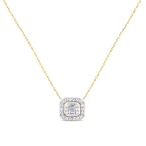 Meera Emerald Halo Necklace with 1/2ct of Laboratory Grown Diamonds in 9ct Yellow Gold