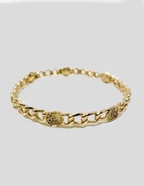 Melinda Maria Margaret Gold Pod Bangle Bracelet With Chain Link Accent