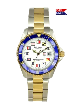 Men’s Long Life Nautical Two-Tone White Blue Bezel Watch #50256