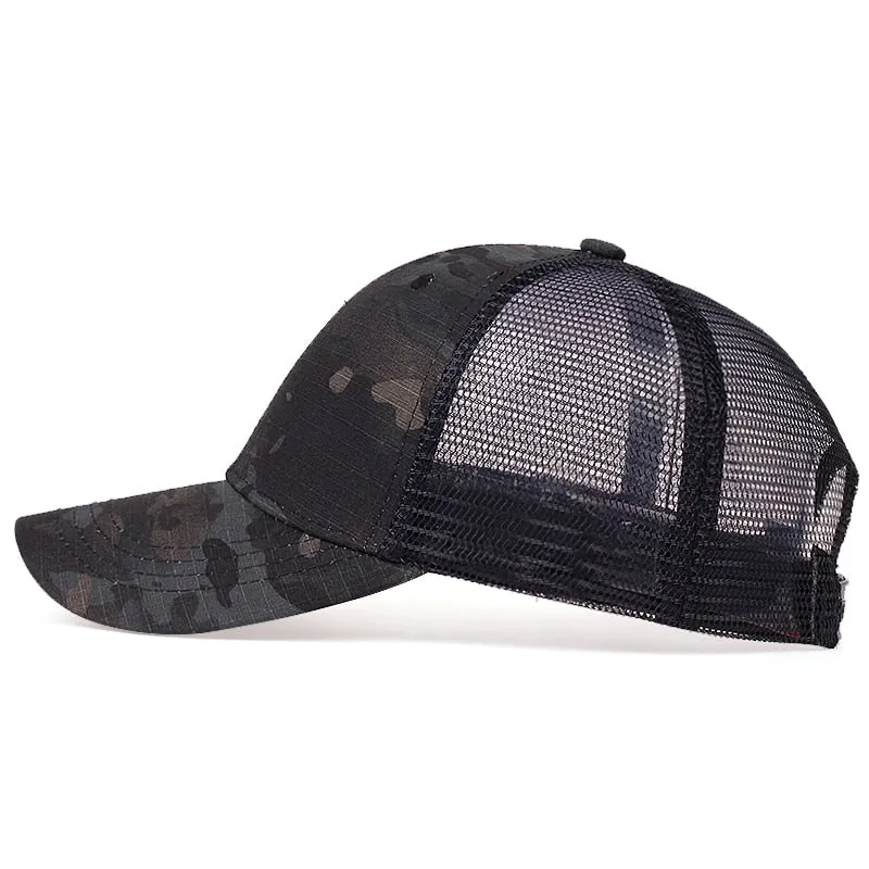 Mesh Summer Sun Hat Caps for Men Women Adjustable Baseball Cap Men Trucker Hats Camouflage Jungle Tactical Hats