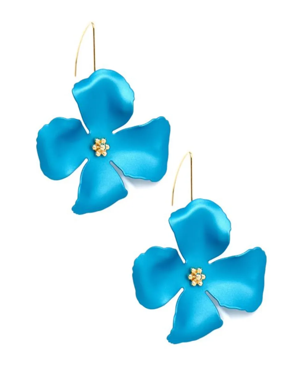 Metallic Flower Threader Drop Earrings