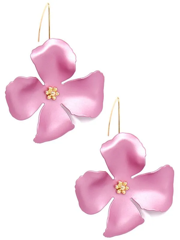 Metallic Flower Threader Drop Earrings