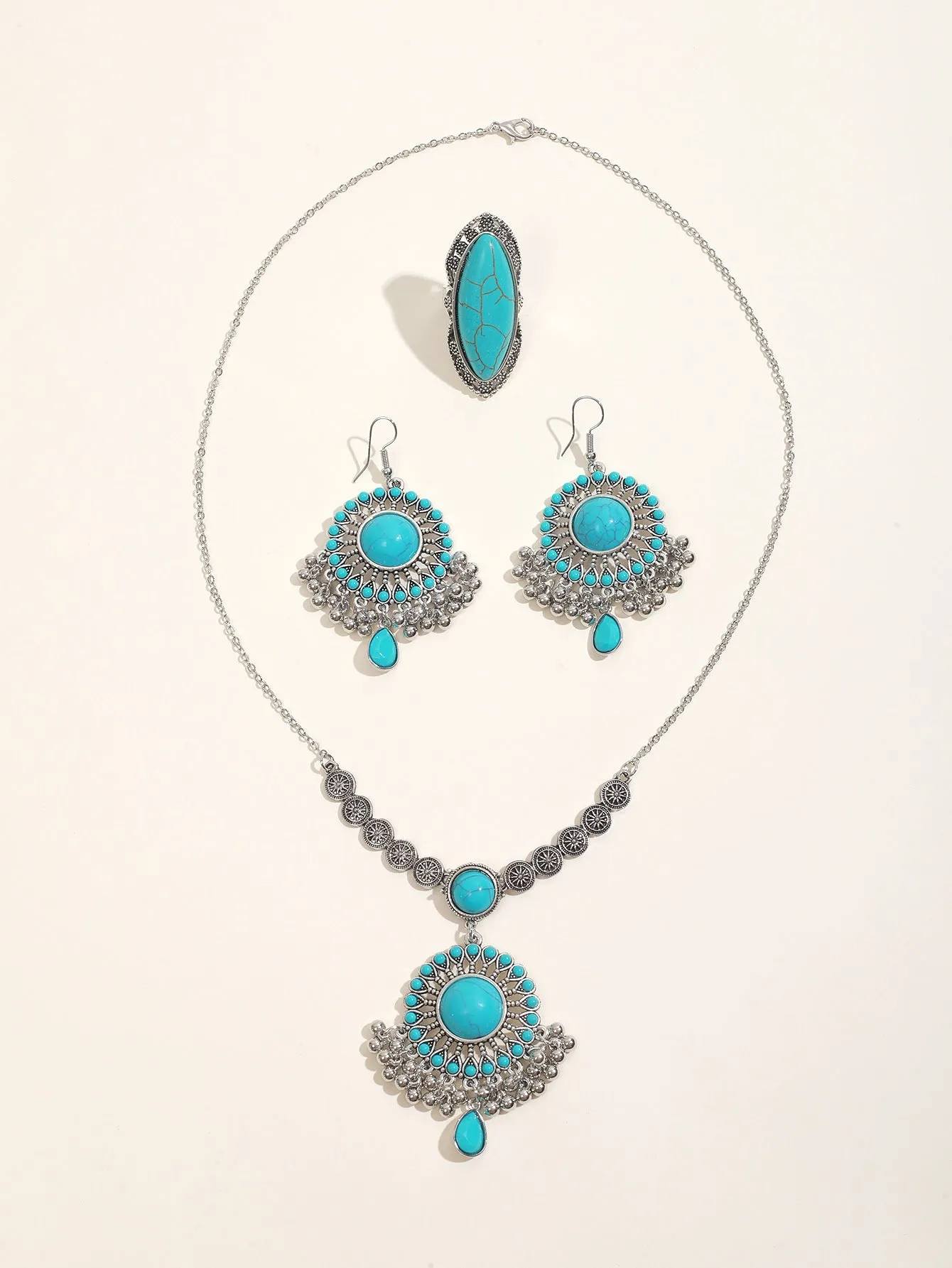 Middle Eastern Turquoise Trio Necklace Set - Savanna Rhythms Collection