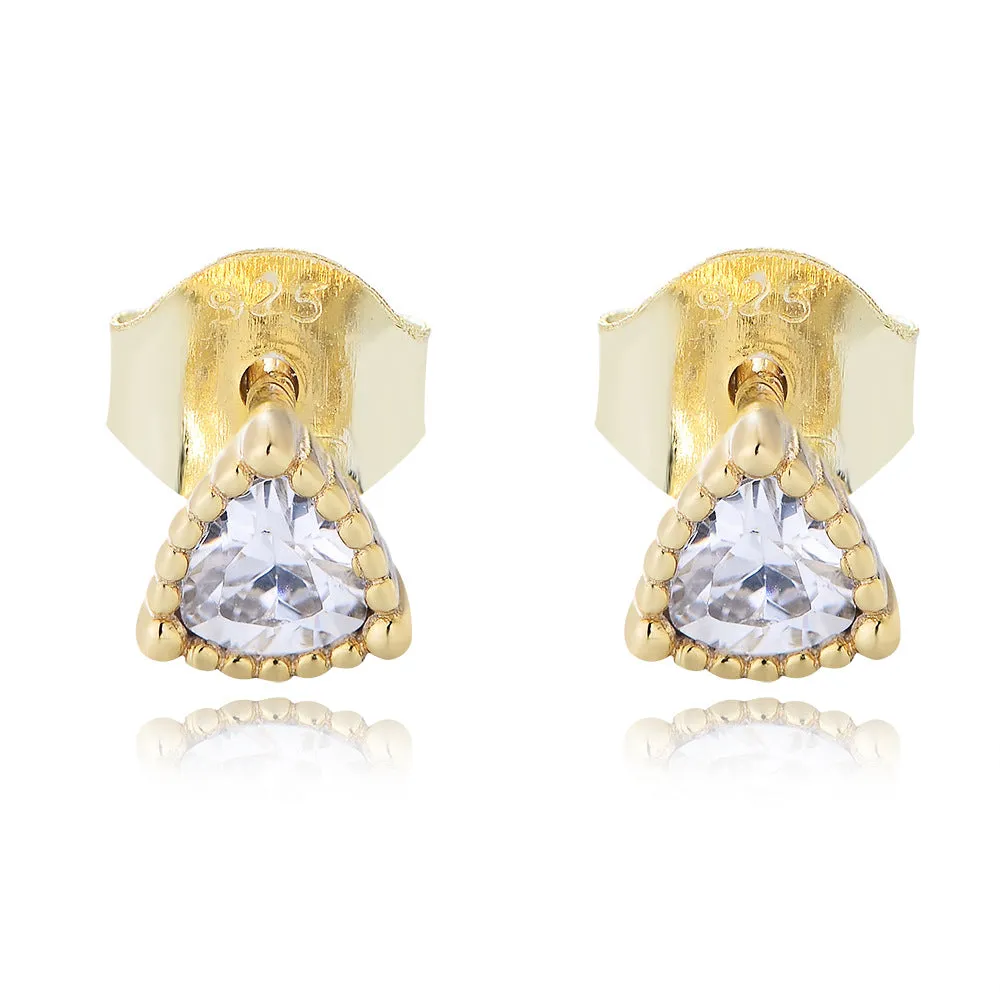 Mini Triangular Zircon Silver Studs Earrings for Women