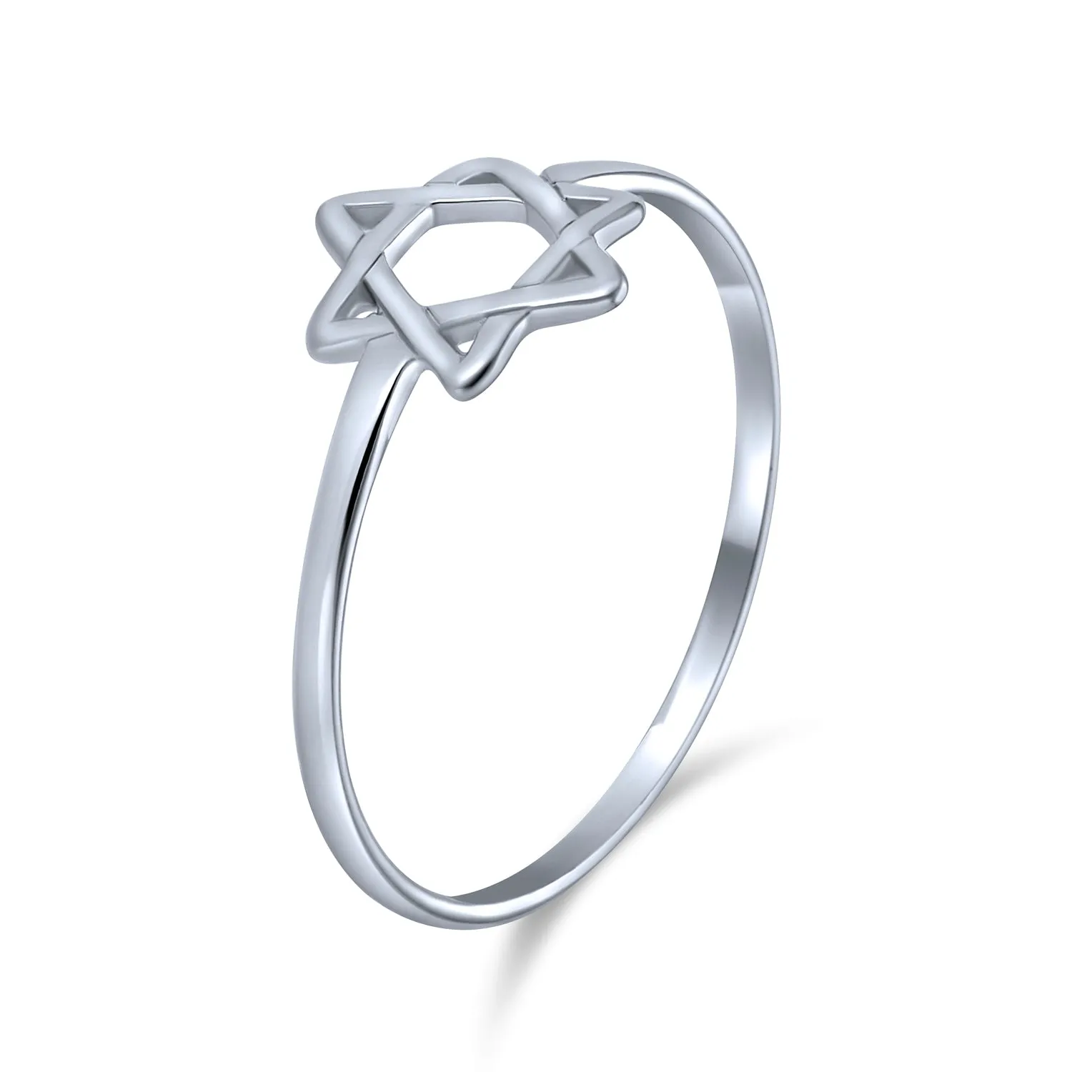 Minimalist Silver Ring with Star of David Judaic Knuckle Band Sterling