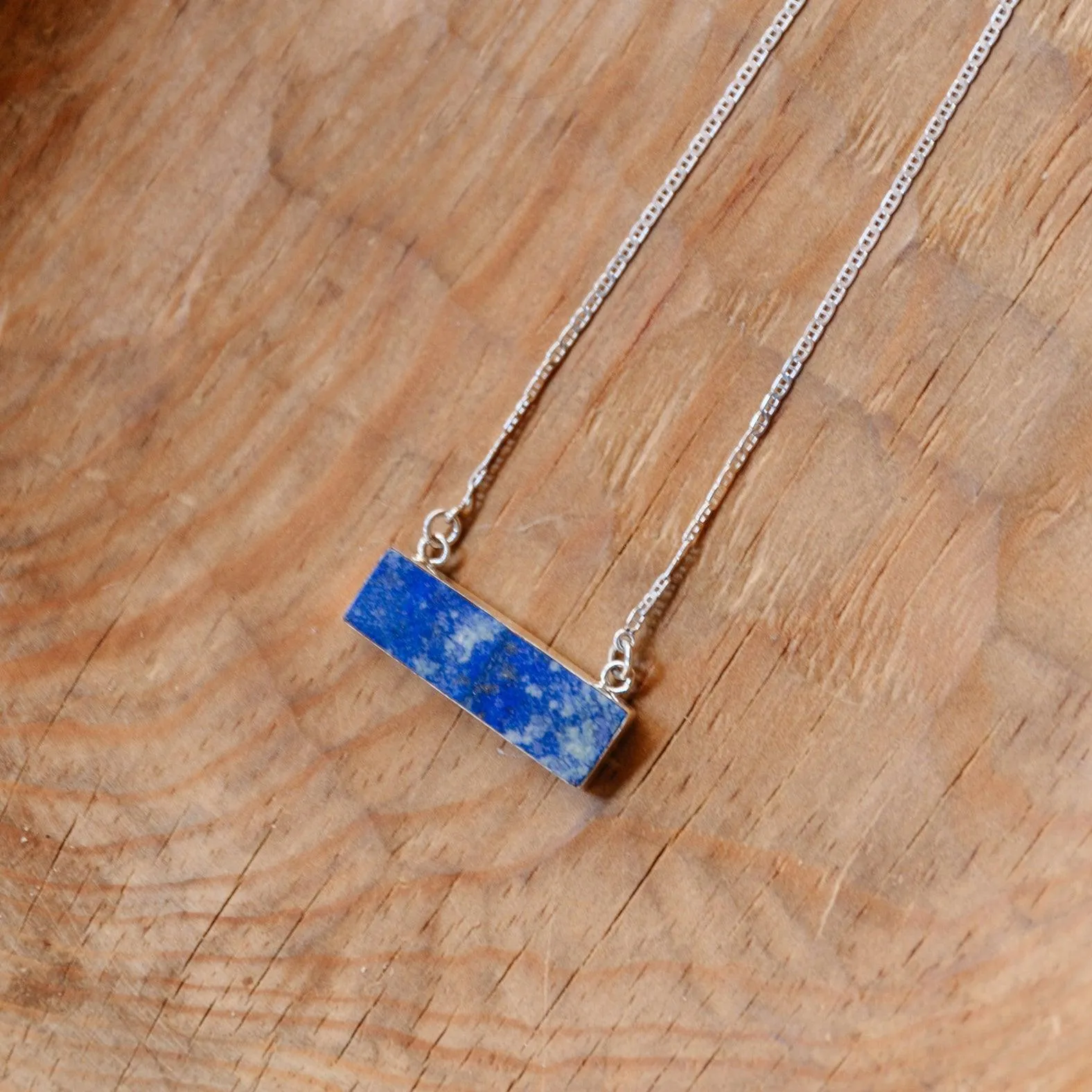 MM5033 - Lapis Lazuli Bar Necklace Blue