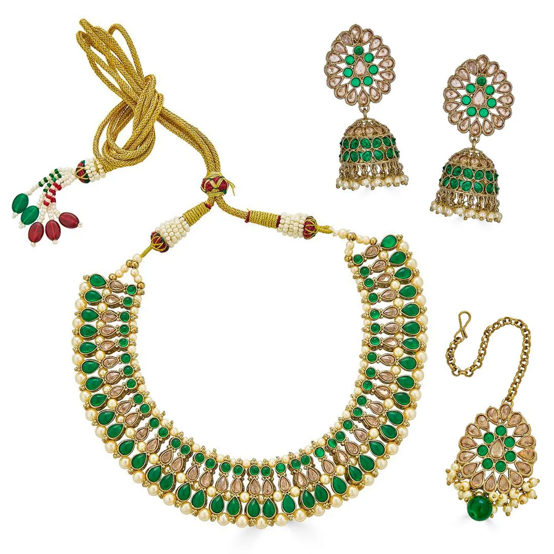 Monisha Necklace Set in Emerald