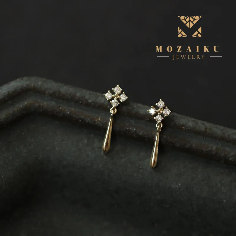 Mozaiku 14K Gold-Plated Zircon Drop Ear Studs