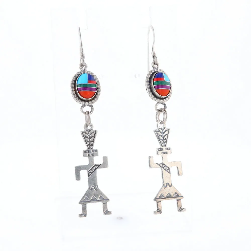 Multi-Stone Native Dancing Man Dangle Earrings