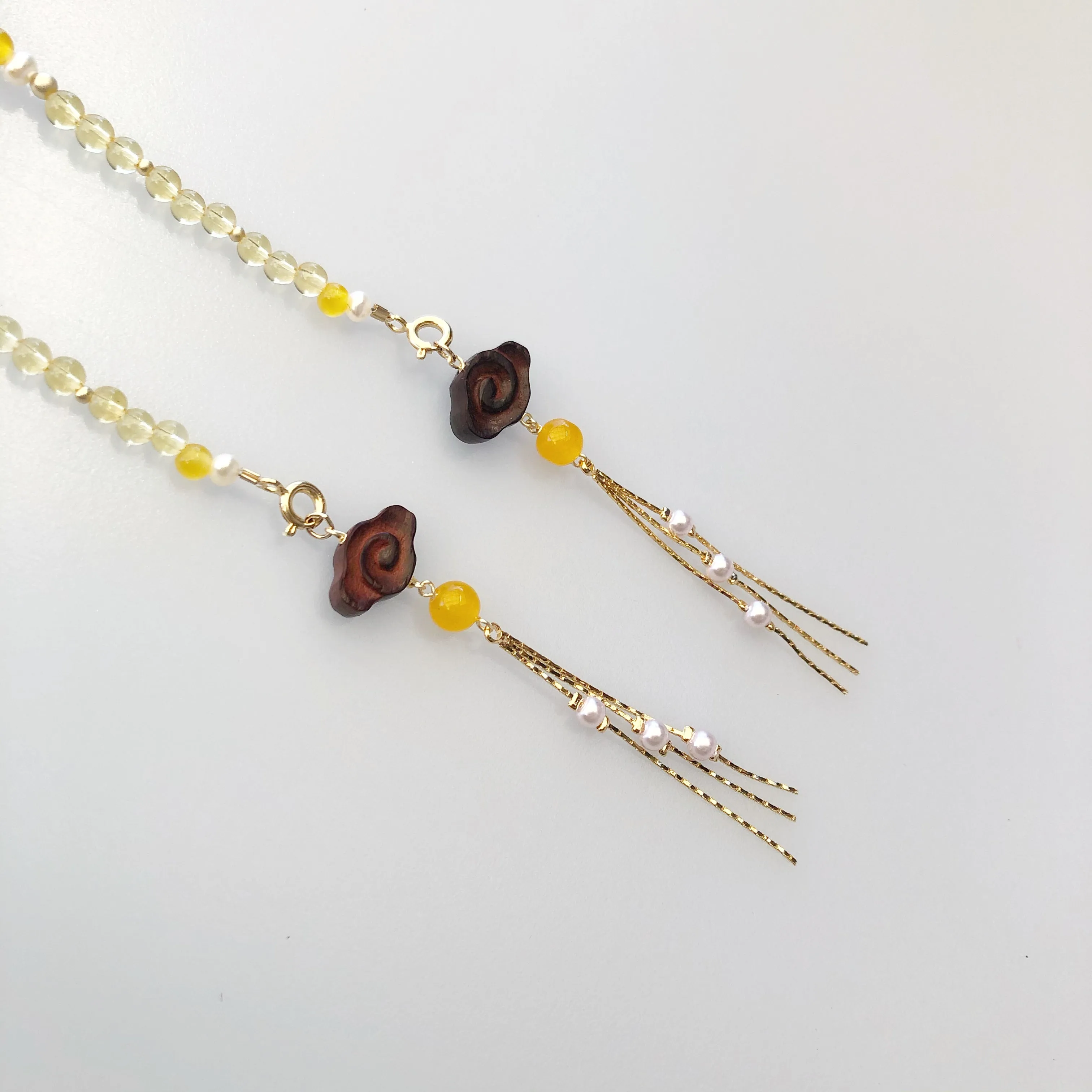 Multi-style Yellow Crystal Lariat Necklace Set