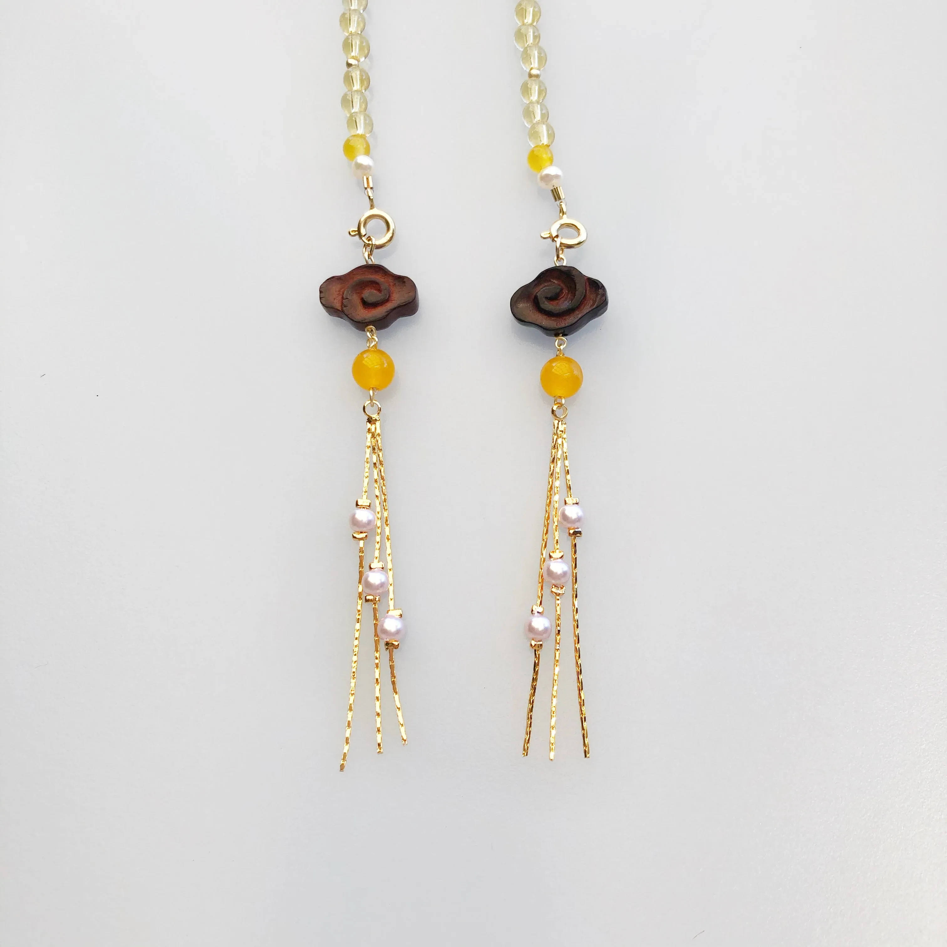 Multi-style Yellow Crystal Lariat Necklace Set