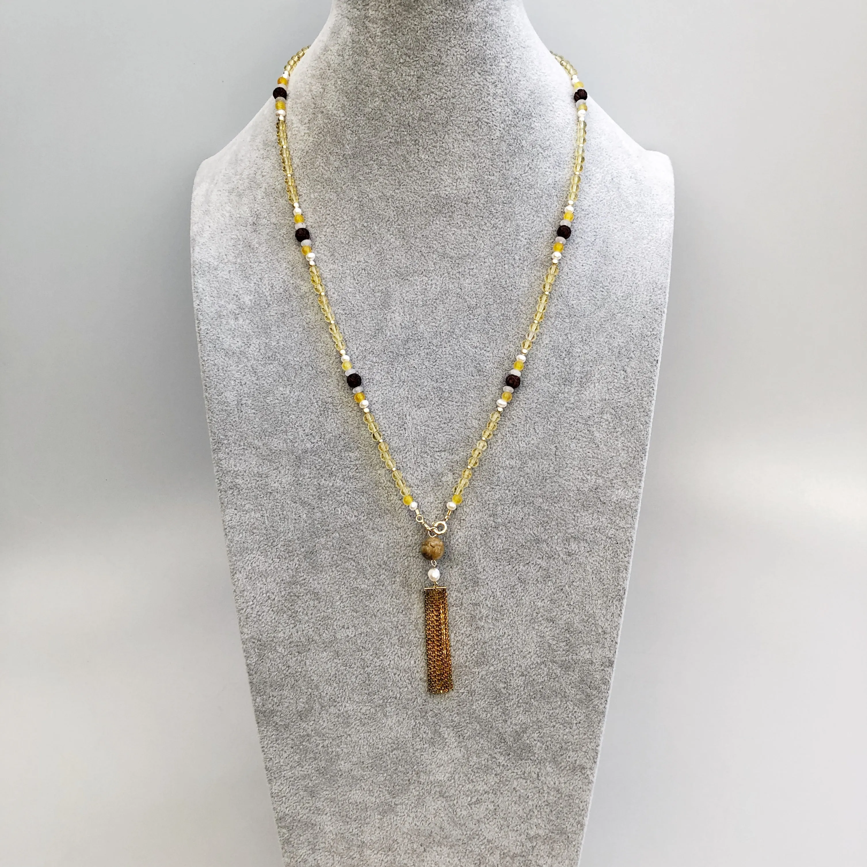 Multi-style Yellow Crystal Lariat Necklace Set