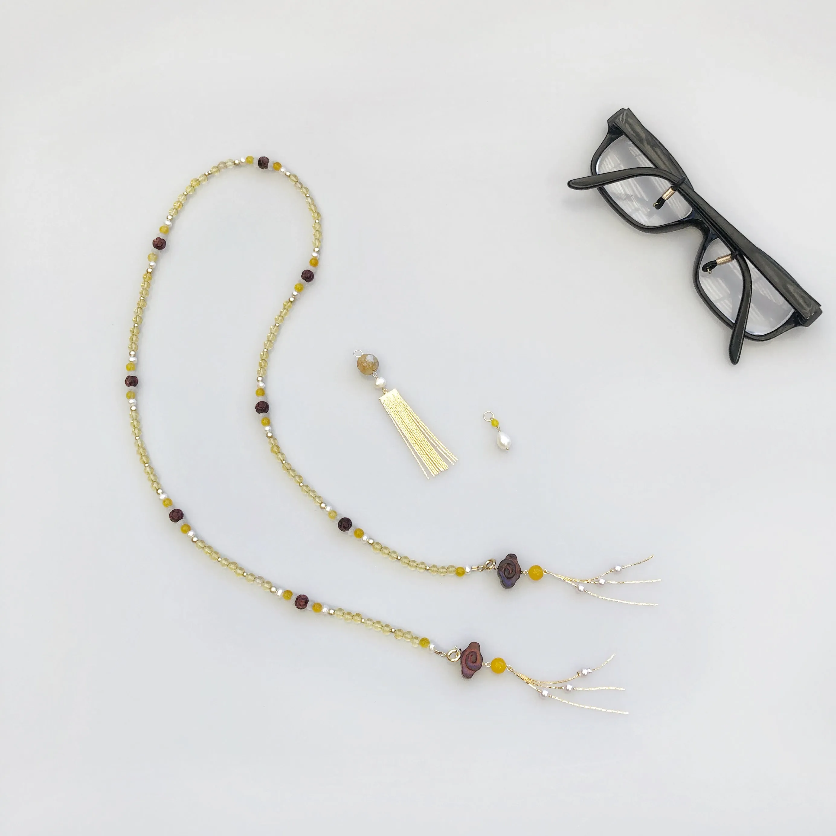 Multi-style Yellow Crystal Lariat Necklace Set