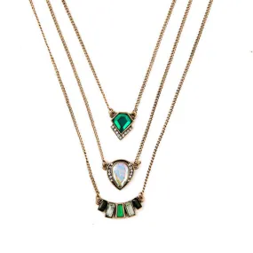 Multilayer Indian Hot Sale Designer Jewelry Summer Tide All Match Emerald Necklaces & Pendants