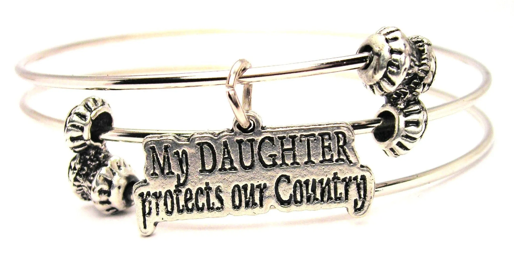 My Daughter Protects Our Country Triple Style Expandable Bangle Bracelet