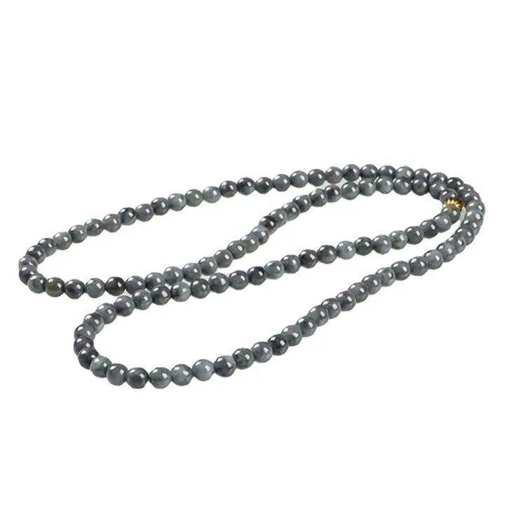 Natural Burmese A Goods Jade Bead Chain Black Jade Necklace Jewelry