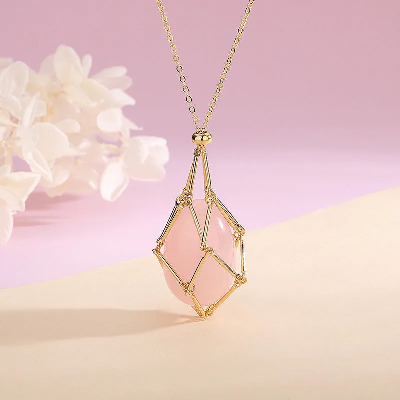 Natural Crystal Pendant Holder Necklace