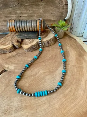 Navajo Style Pearl & Turquoise Necklace