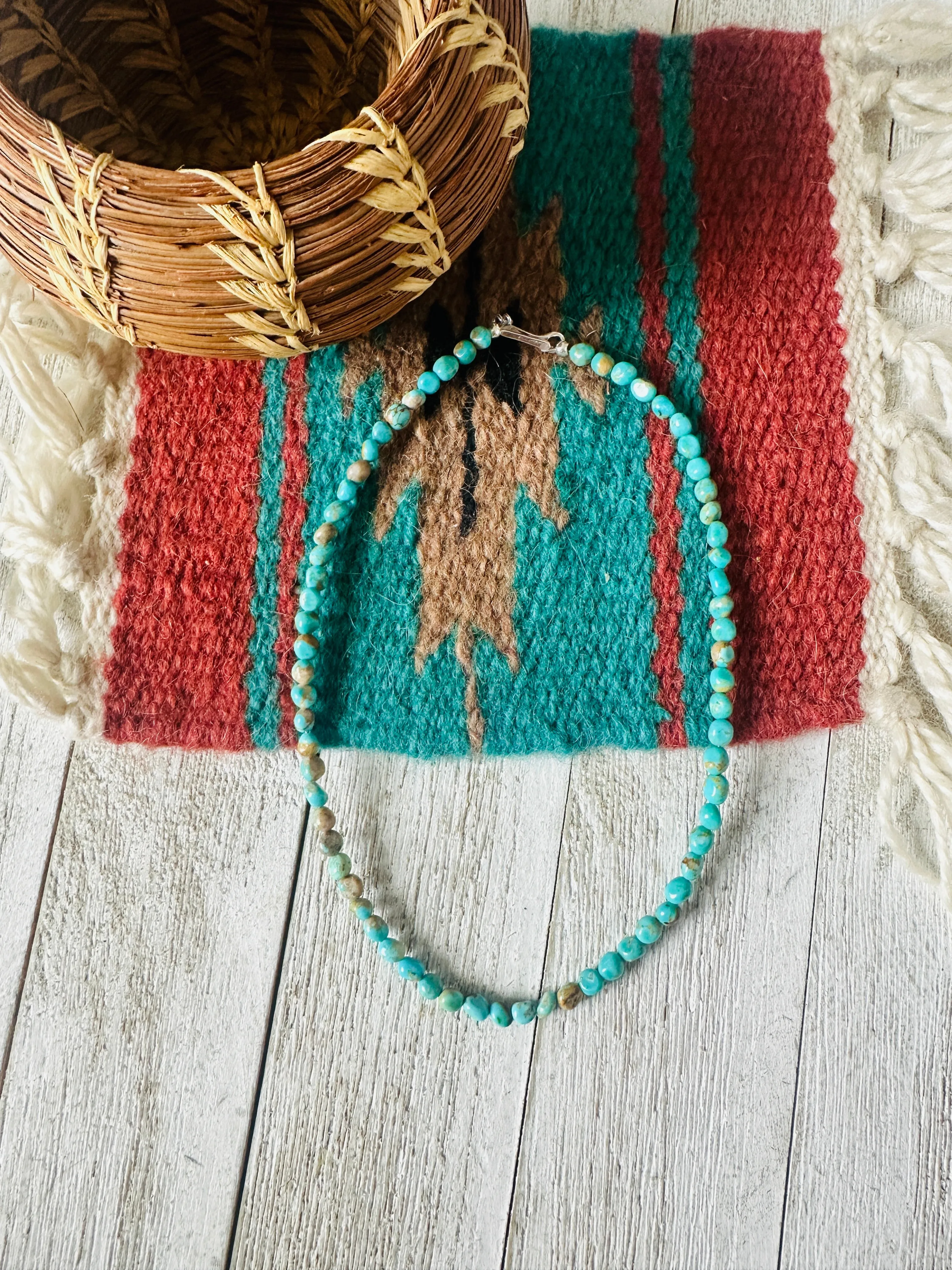 Navajo Turquoise & Sterling Silver Beaded Necklace