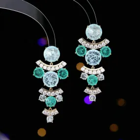 New Cubic Zirconia Ice Flower Zircon Earrings Banquet Dress Bridal Wedding Jewely  LYI051